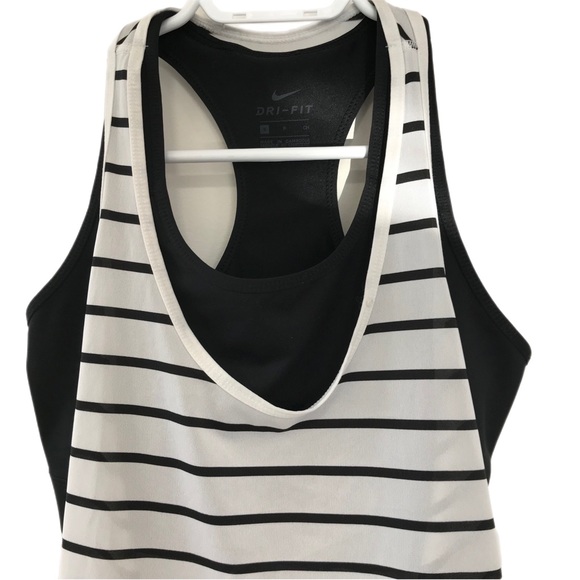 Nike Black&White Dri Fit Tank Loose Support Sports Bra Top - Picture 3 of 7